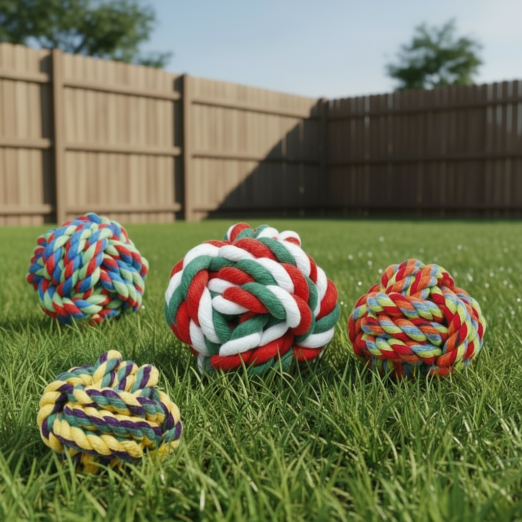 Dog Rope Toy Polyester Cotton Multicolour Ball