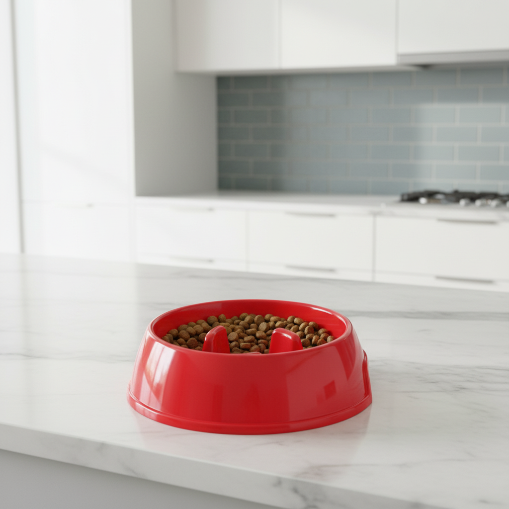 Pet Feeding Dish Bowl  Red
