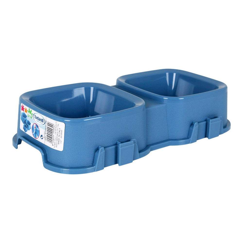 Pet Feeding Double Dish in Blue