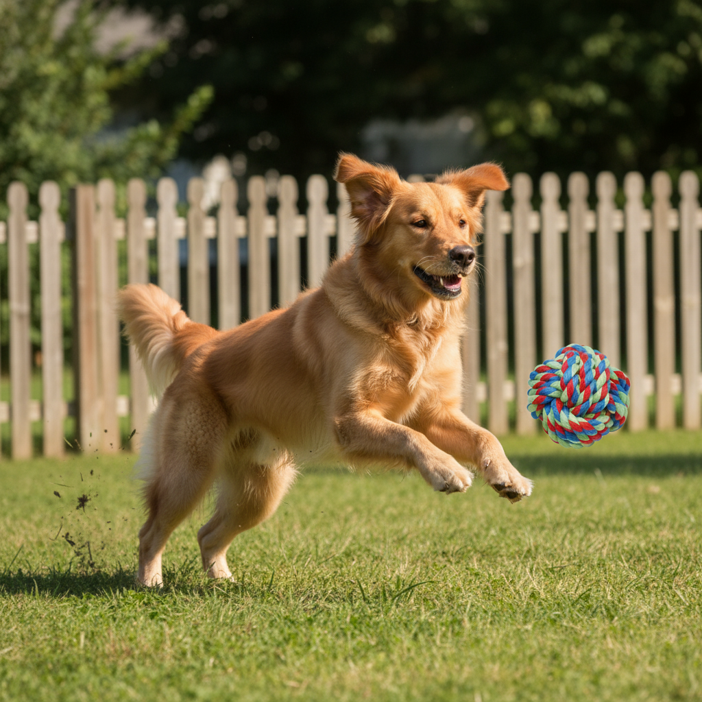 Dog Rope Toy Polyester Cotton Multicolour Ball